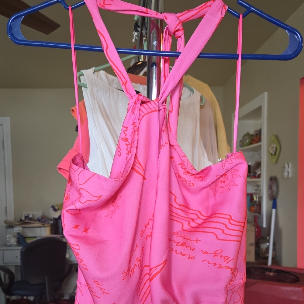 Never Fully Dressed Pink Ruched Halter Sundress